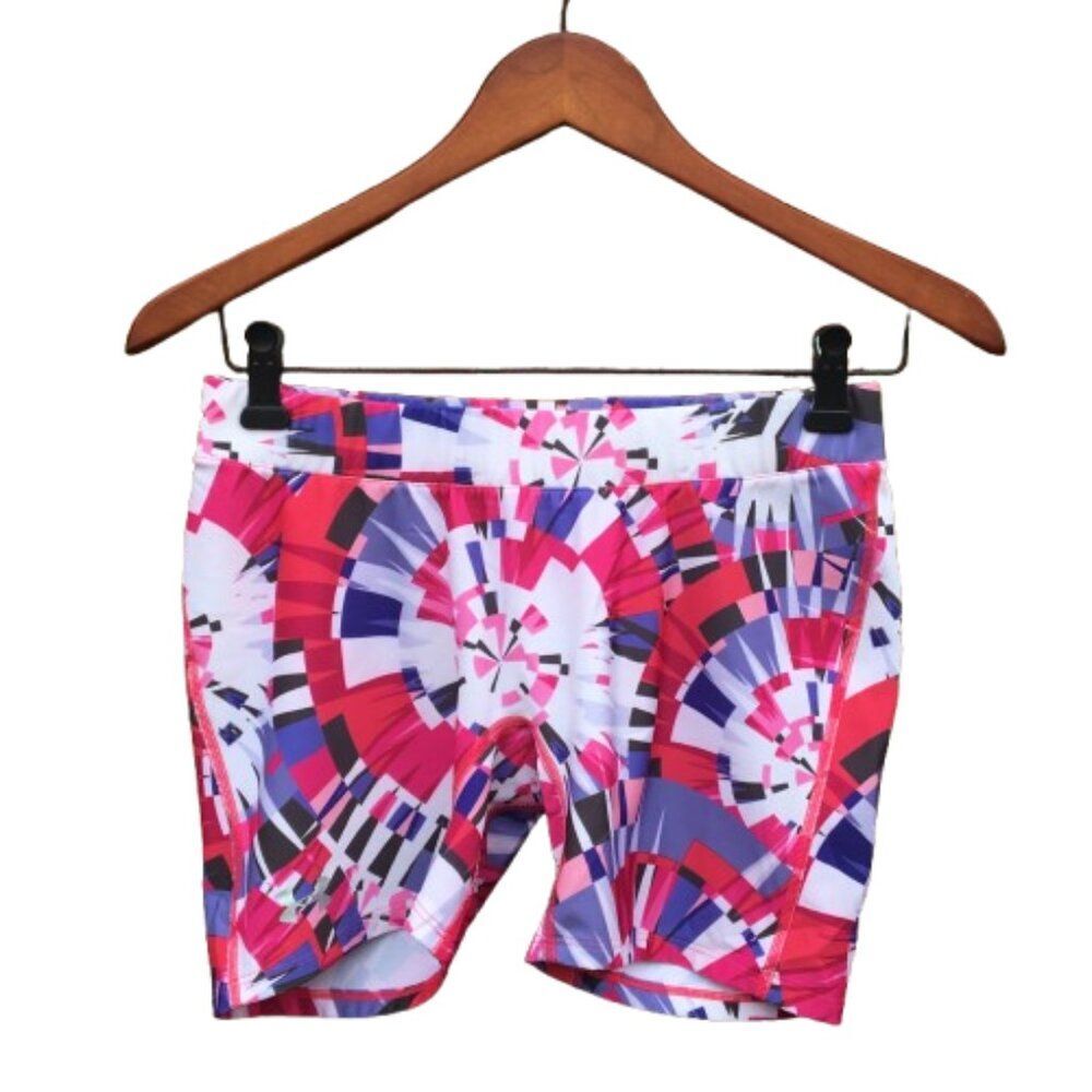 Under Armour Shorts Womens Large Heat Gear Pink Geometric Print Gym Training